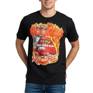 NWT Hooters Black Fiery Racing Graphic Men’s Cotton T-shirt Extra Large